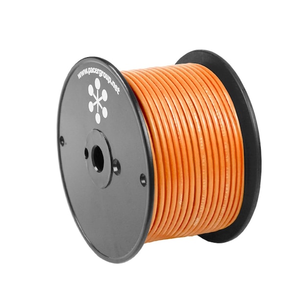 Pacer Group Primary Wire, Marine, 14 AWG, 1C C, Orange, PVC, Stranded, 600V, 100 ft. WUL14OR-100 - main